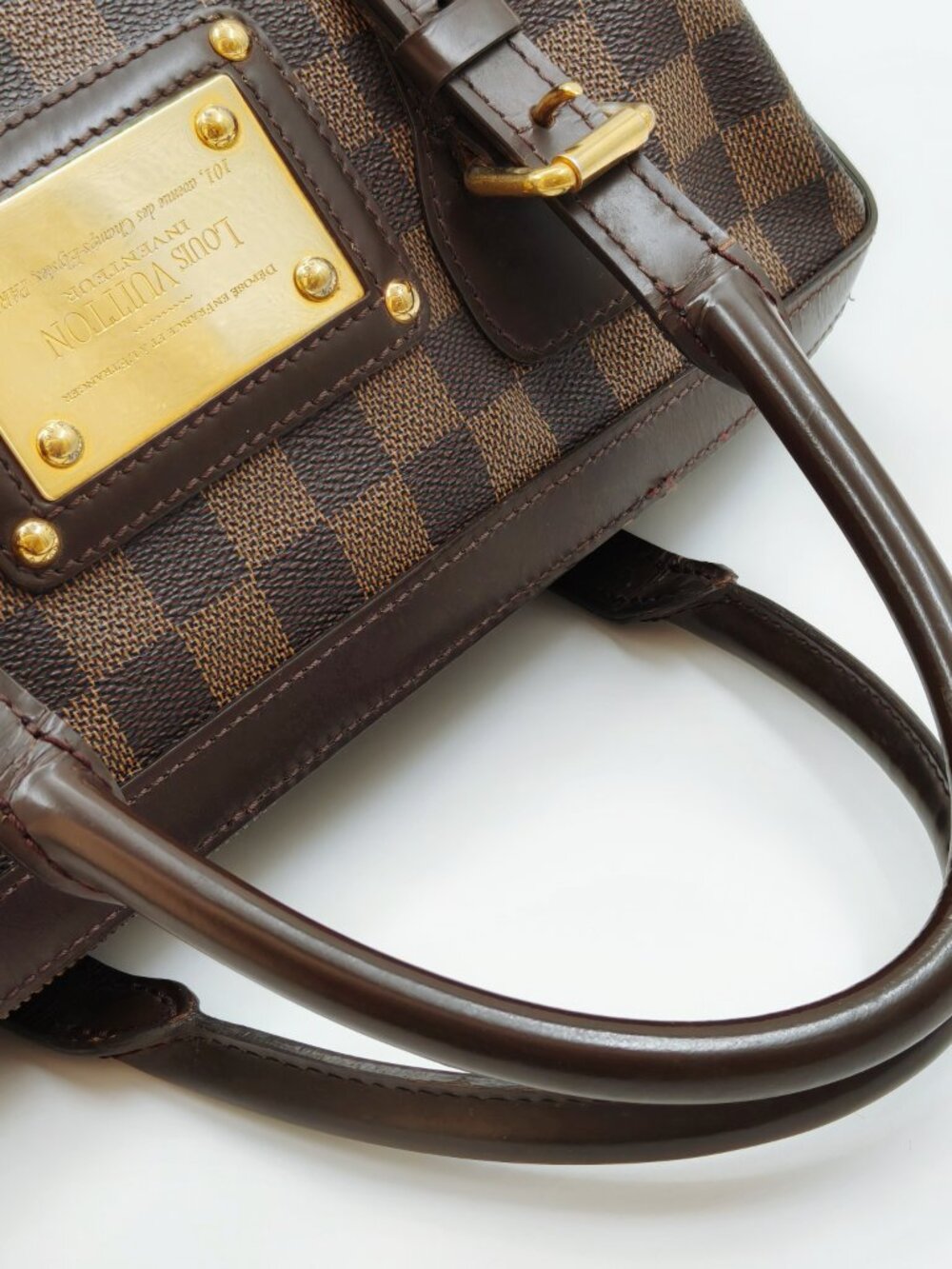 Louis Vuitton Berkeley Damier Ebene Canvas Satchel Handbag Gold Hardware - Picture 3 of 12
